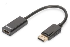 Digutus AK-340408-001-S DisplayPort (DP)  HDMI DP Erkek - HDMI Tip A Dişi, 0.15 metre, siyah