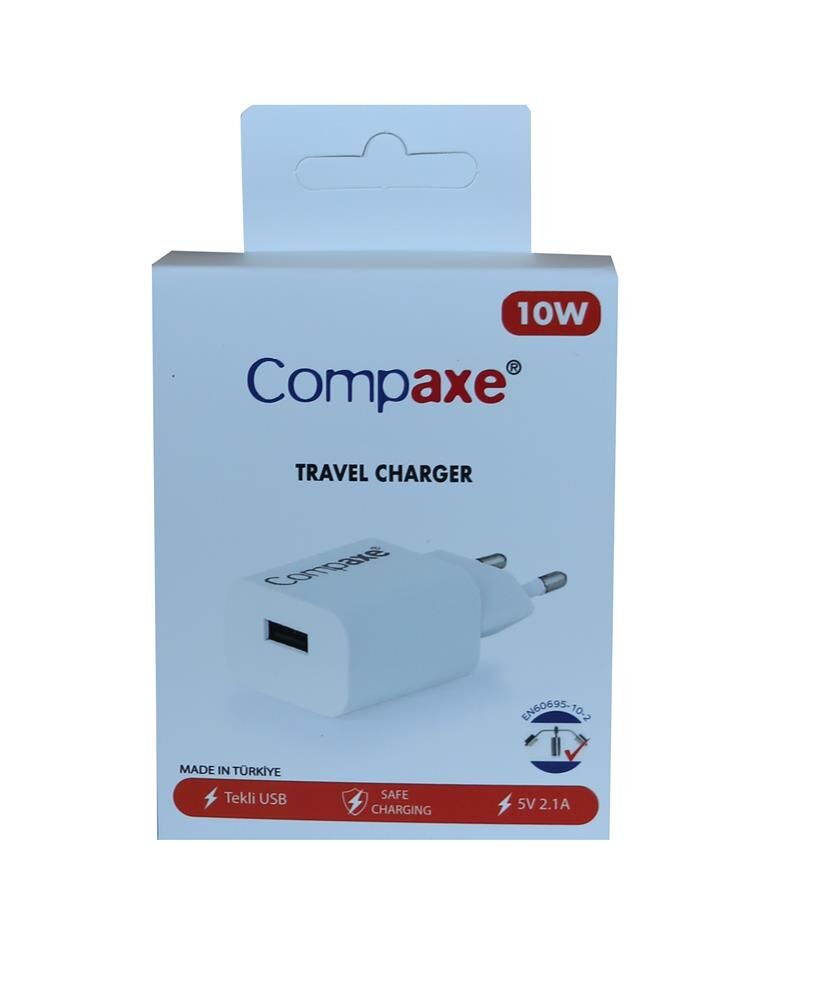 Compaxe CTA-521IU 5v 2.1A 10W 1mt Usb 3.0 Ev Şarj Kafa + Lightning Şarj Kablosu