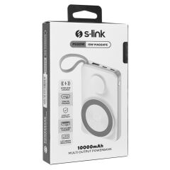 S-link M120 Beyaz 10000mAh PD20W + QC3.0 18W 15W Magsafe + Watch LCD Taşınblr Pil Powerbank