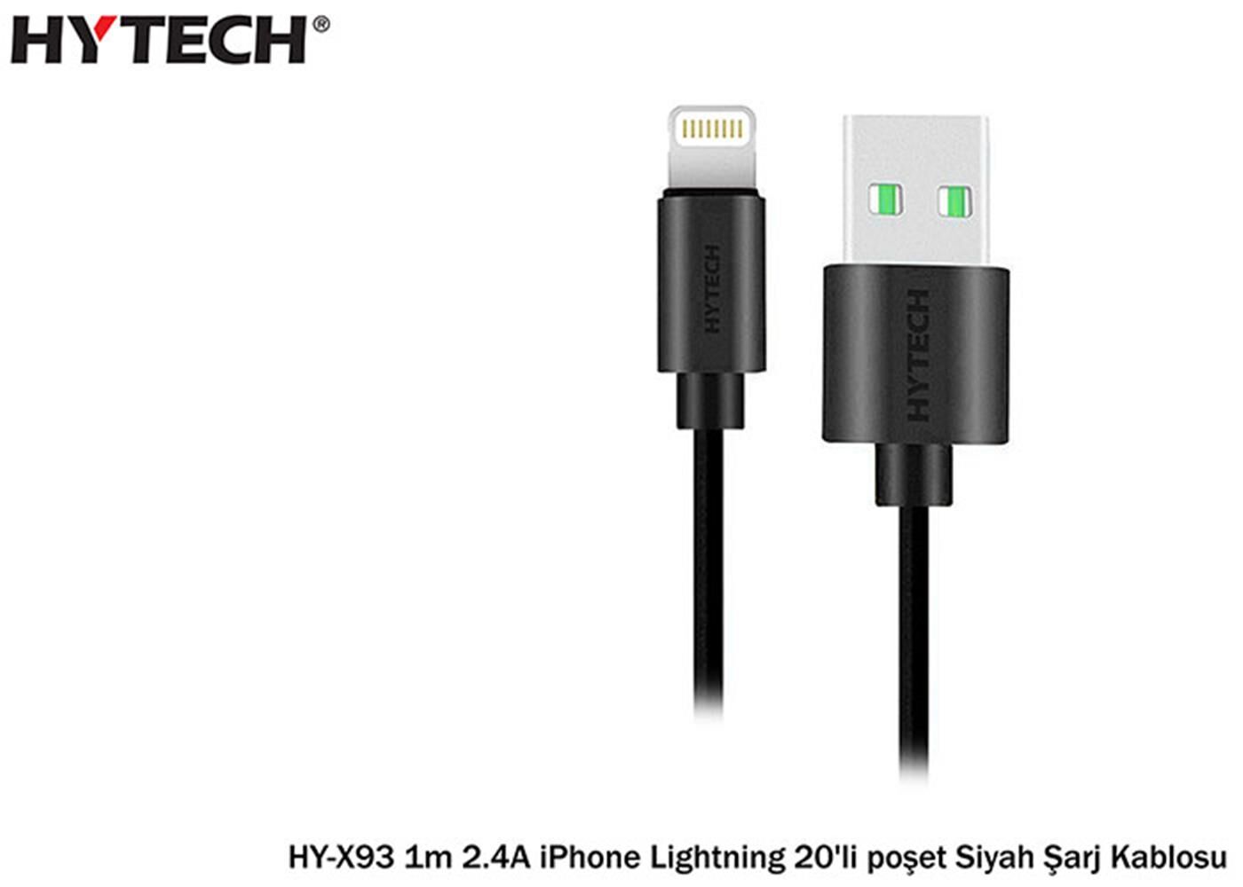 Hytech HY-X93 1m 2.A iPhone Lightning Şarj Kablosu Siyah