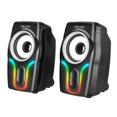 Mikado MD-S25 BOLD 2.0 Multimedia 3W-2 Siyah 6 Renk Modu ile USB RGB Işıklı Speaker