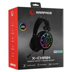 Rampage RM-K59 X-CHAIN Siyah USB 7.1 Rainbow Ledli Gaming Mikrofonlu Oyuncu Kulaklığı