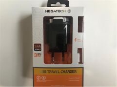 Megatech Siyah 2.4A ( Ev Şarj + Micro Kablo+Typ-c+Iphone ) 3in1 Şarj Aleti