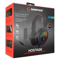 Rampage R46 HOSTAGE Siyah USB 7.1 Surround RGB Ledli Gaming Oyuncu Mikrofonlu Kulaklık