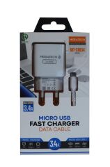 Megatech MT-CM34  3.4A Micro Usb Kablo+ Ev Şarj Adaptörü Hızlı Şarj