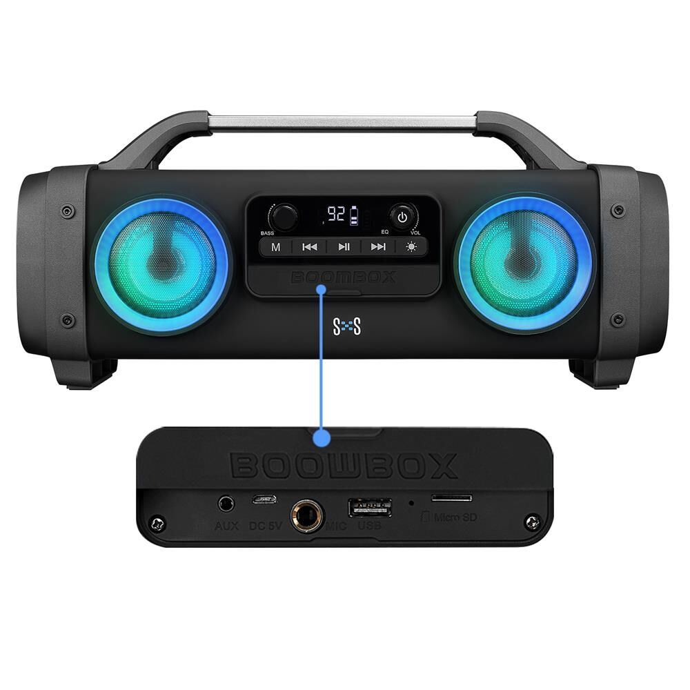 Mikado SH03 SPARTAN Led Işıklı BT-TF-USB-AUX-FM-MIC Grişli Speaker Hoparlör