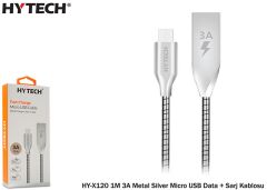 Hytech HY-X120 1M 3A Metal Silver Micro USB Data