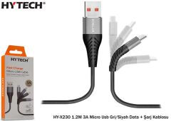 Hytech HY-X230 1.2M 3A Micro Usb Gri-Siyah