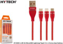 Hytech HY-X505 1.2M 3A MicroUSB+Lightning+TypeC 3