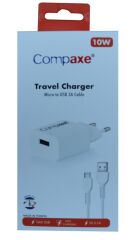 Compaxe CTA-521MU 5v 2.1a 10W 1Mt Usb 3.0 Ev şarj+ Mikro Şarj Kablosu