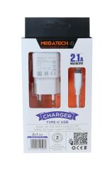 Megatech MT-Ct1 2.1a  2ın1 Typc-e Ev Şarj+Type-c Kablo