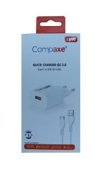 Compaxe CTA-150UT 5V 3a 18W 1mt Ev Şarj  Type-C Şarj Kablosu