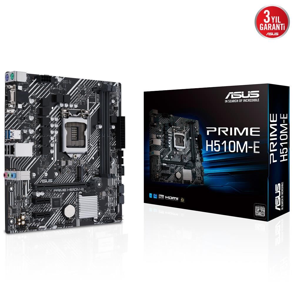 Asus Prime H510M-E 11.Nesil 3200(OC) Ddr4 64GB Soket LGA1200 M.2 Vga Hdmi Dp Matx Anakart