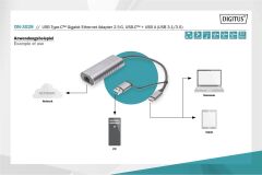 Digitus DN-3028 USB Tip C™ Gigabit Ethernet Adaptörü 2.5G, USB-C™ + USB-A (USB 3.1-3.0)