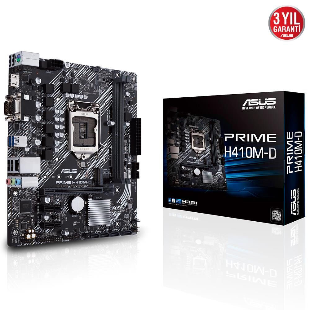 Asus Prıme H410M-D Intel H410 Lga1200 Ddr4 2933 Hdmı Vga M2 Usb3.2 Com Matx 64Gb Ram Desteği Anakart