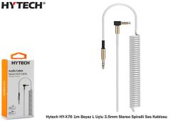 Hytech HY-X76 1m Beyaz L Uçlu 3.5mm Stereo Spiralli Ses Kablosu