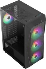 Aerocool AE-FLC-600W 4x120mm FRGB USB 3.0 Micro ATX-Mini ITX Siyah Kasa