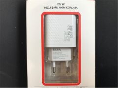 Elba ELB01-25WPD Beyaz 25W Şarj Kafa Type USB-C PD3.0-QC4.0(Akım Koruma-Hızlı Şarj-Isıya Dayanıklı)