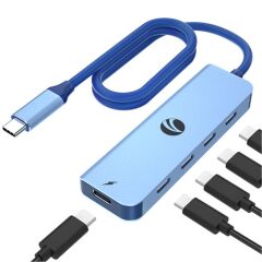 Vcom CUE11s-Mavi Type-C To 4-Usb-C (10GBps)+Pd 3.0 100W Çoklayıcı