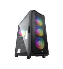 PowerBoost PB-P521B 750w 80+ Bronze USB 3.0 ATX Mesh RGB fan siyah Kasa