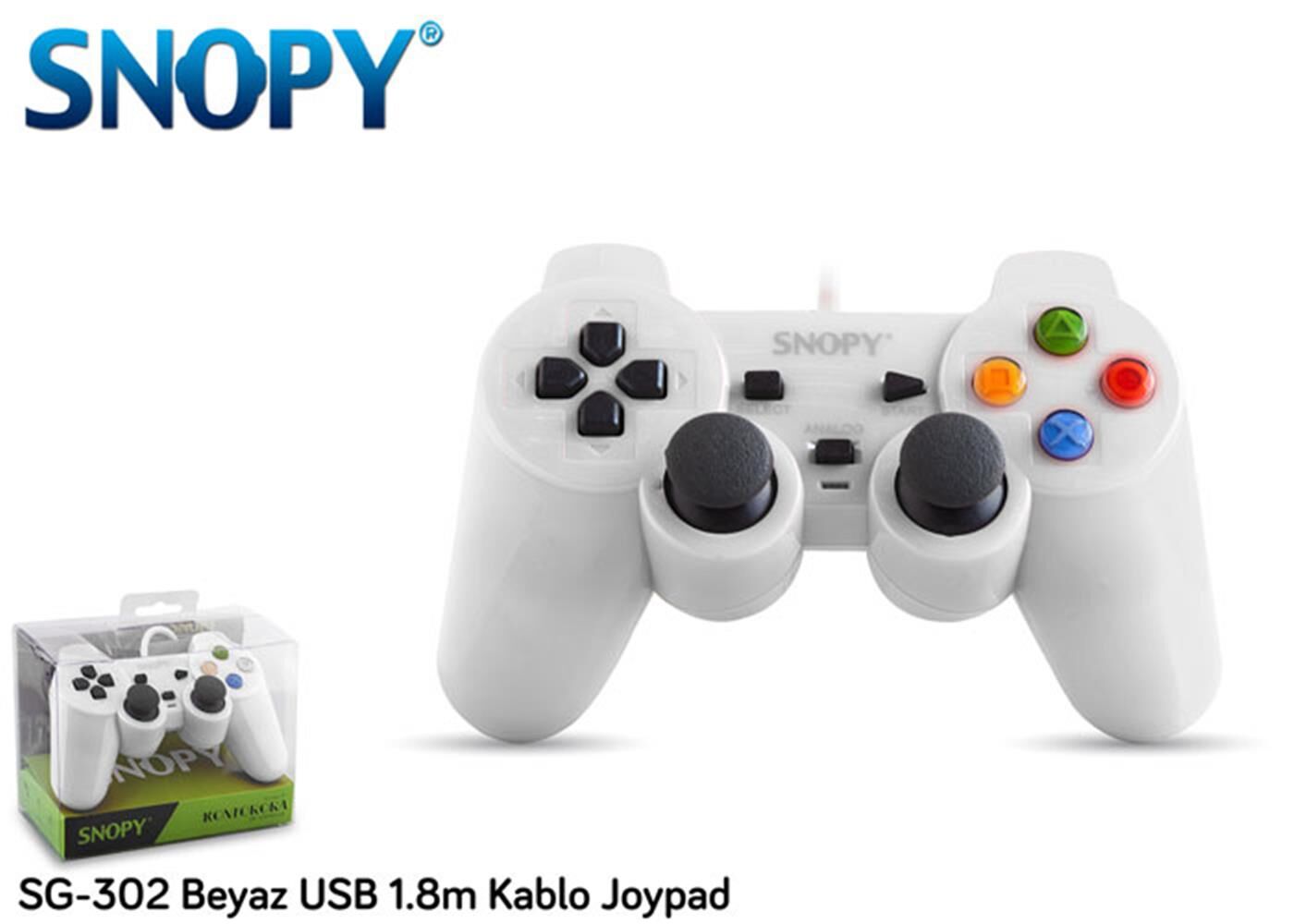 Snopy SG-302 Beyaz USB 1.8m Kablo Joypad