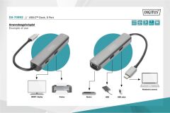 Digitus DA-70892 USB Tip C Docking , 5 Port 1 xHDMI port 1x USB-C™ 3x USB 3.0 port 1x10-100-1000
