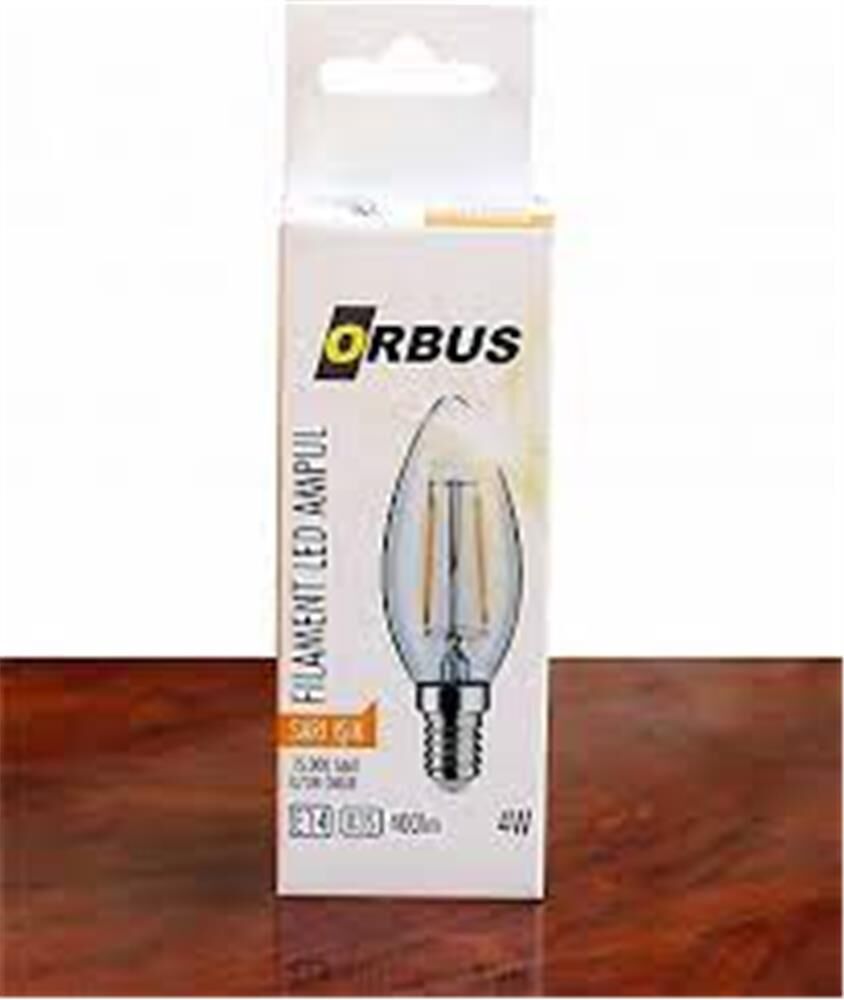 Orbus ORB-BC3 Mum 4W E14 Şeffaf Dekoratif Led Ampul 400 Lm Ra80 220-240V-50Hz