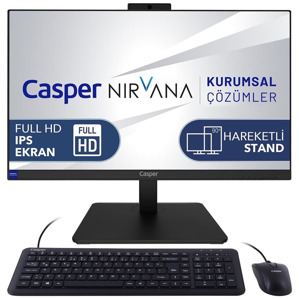 Casper Nirvana One A70.1235-BV00X-V i5 1235U 16GB 500GB M2 SSD Dos 23.8'' FHD Pivot Wifi AIO