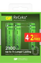 GP AA 2000 mAh Şarjlı Kalem Pil 4+2'li Paket GP2100AAHCB4-2