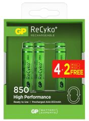 Gp AAA 850 mAh Şarjlı İnce Kalem Pil  4+2'li Paket Recyko GPHCH83BOK