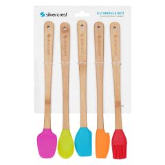 Silver Crest SPT-02 5 Li Renkli 26CM Uzun Silikon Bambu Spatula Seti