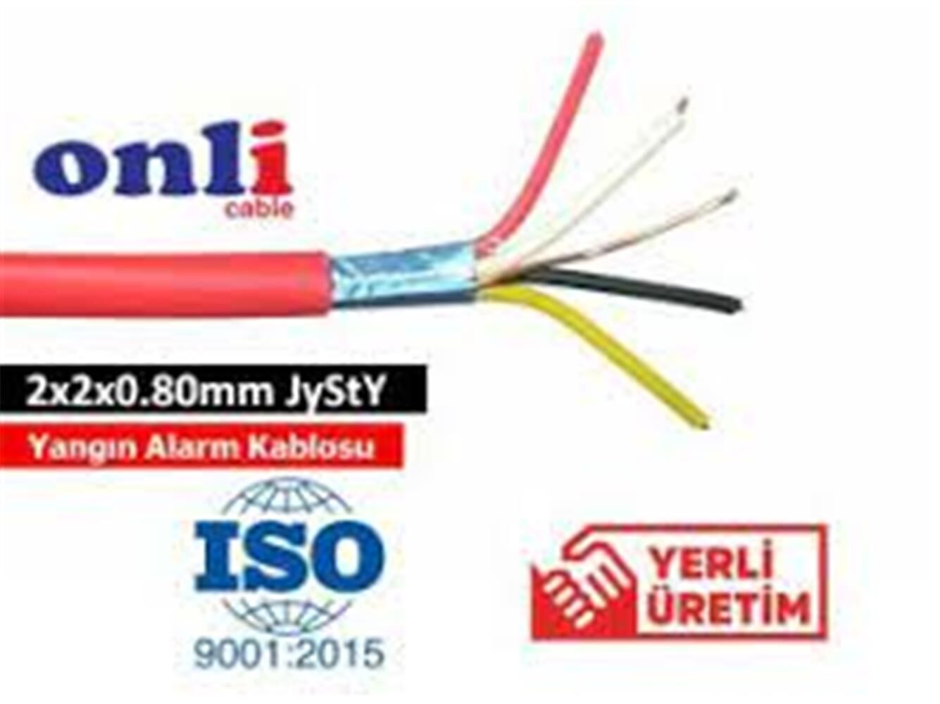 Onli 2x2x0,80mm J-Y(st)Y...Lg CCA 100 metre Yangın Alarm Kablosu