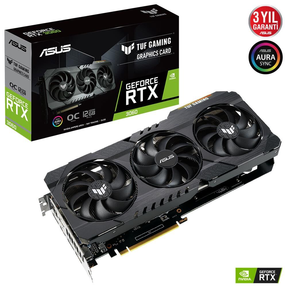 Asus GeForce RTX3060 OC 12GB 192Bit GDDR6 PCI-Express 4.0 Ekran Kartı (TUF-RTX3060-O12G-V2-GAMING)