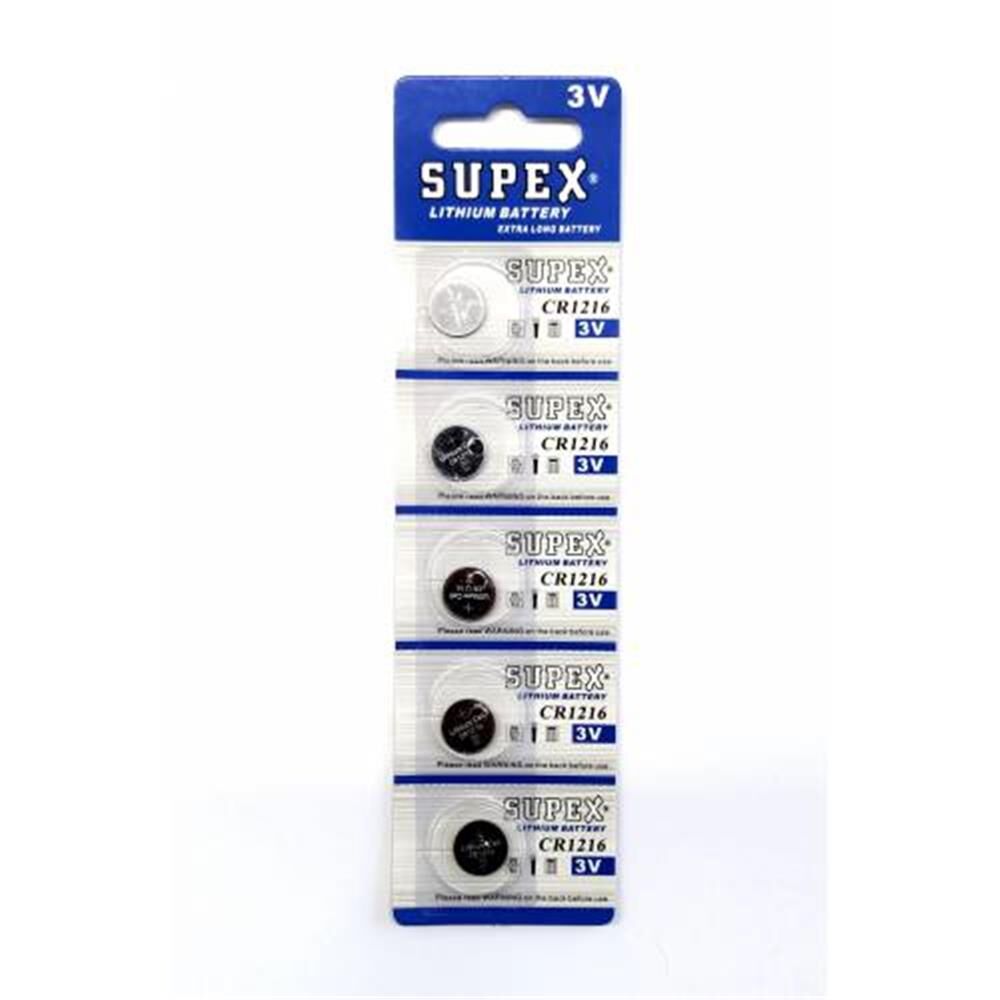 Supex CR1216-C5 3V Lityum Düğme Pil 5'li Paket