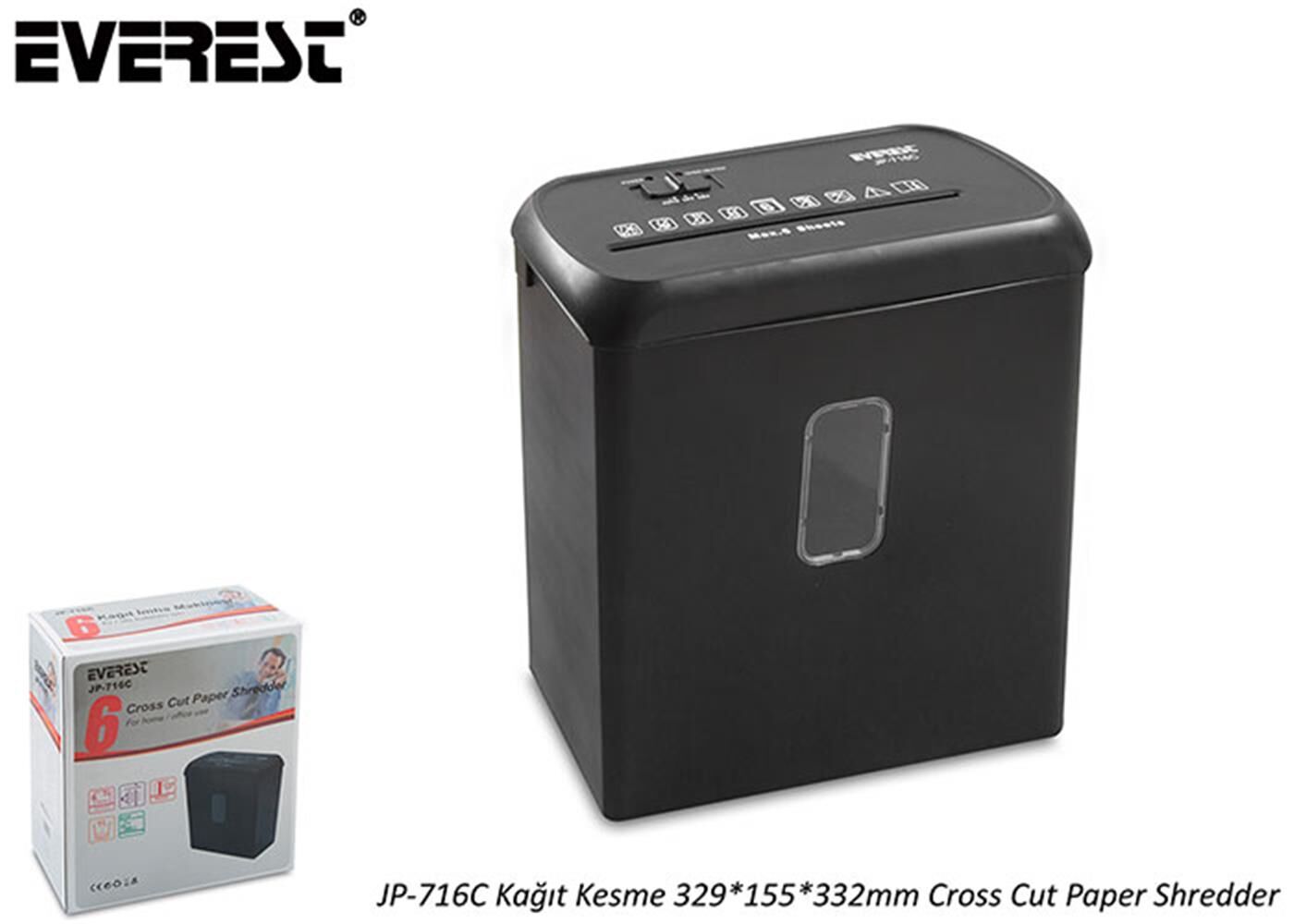 Everest JP-716C Kağıt Kesme 329-155-332mm Cross Cut Paper Shredder