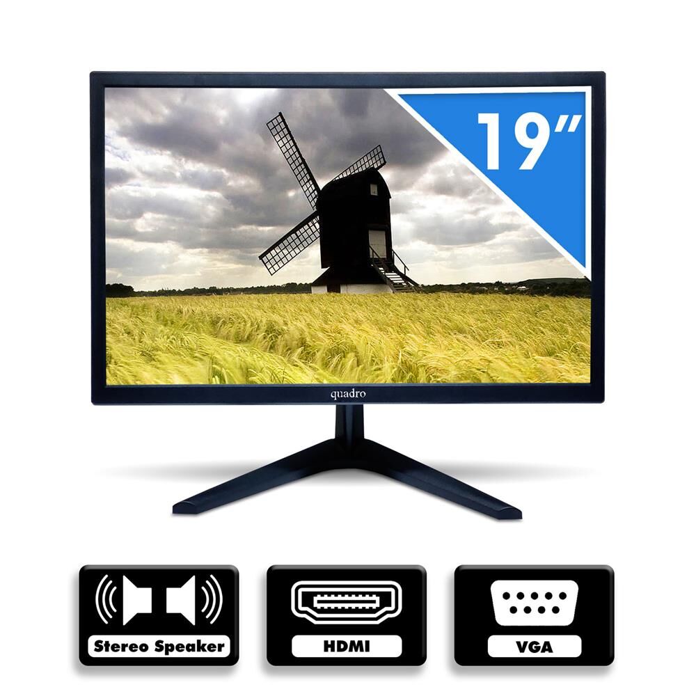 Quadro 19'' Q190VH 8ms HDMI+VGA Multimedya Siyah Geniş Ekran Monitör