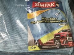 Simpak Mikrofiber Oto Cam Kurulama 12li Bezi 50X70 (Petek 3260)