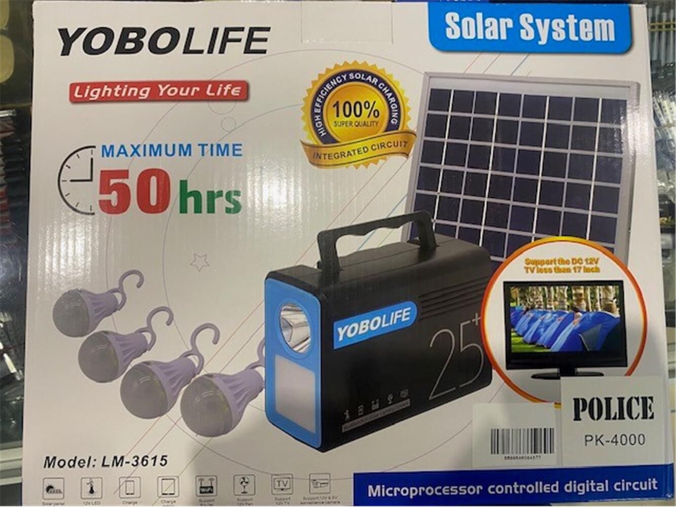 Polıce Pk-4000 Solar Enerjili 4 Adet Led Ampül Lityum Pil (25200Mah) 12V (Araç Tv Ve Buzdolabı)