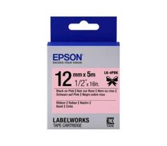 Epson LK-4PBK PEMBE Üzeri SİYAH 12MM 5Metre Etiket