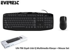 Everest UN-796 Siyah Usb Q Multimedia Klavye + Mouse Set