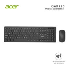 Acer OAK-920 Siyah Kablosuz Sessiz Tuşlu  2.4 Ghz Klavye Moue Set ( Mouse 1200Dpı)