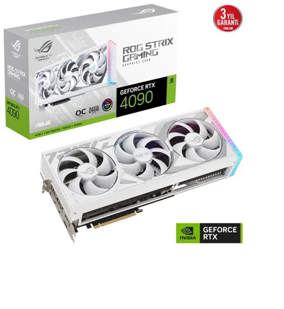 Asus ROG Strix GeForce RTX4090 White OC ROG-STRIX-RTX4090-O24G-WHITE 24GB GDDR6X 384Bit Ekran Kartı