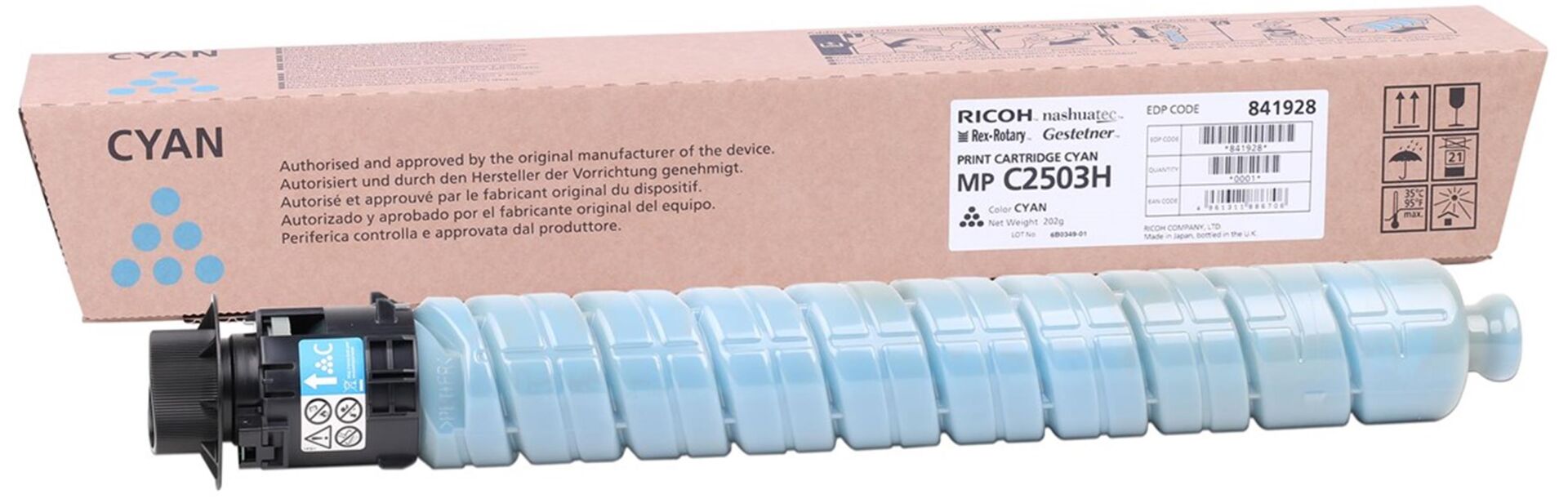 Ricoh MP C2503CH Cyan Mavi Orjinal Fotokopi Toneri MP C2003-2004-2011-2504 9.500 Sayfa