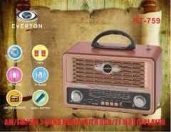 Everton Rt-759  Bluetooth Fm-Usb-Tf-Aux  Şarjlı Nostaljik Radyo