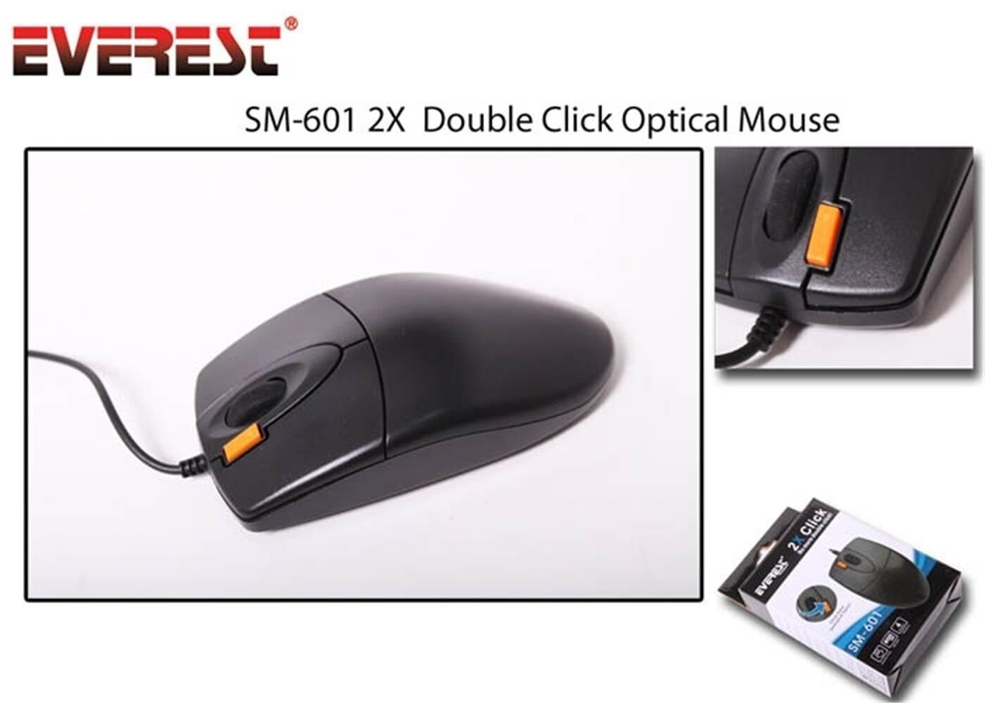 Everest SM-601U Siyah Usb Optıcal Mouse 800 Dpı 3 Buton 1.4 mt Kablo Uzunluğu