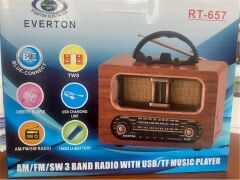 Everton Rt-657  Bluetooth Fm-Usb-Tf-Aux Şarjlı Nostaljik Radyo