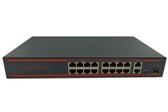 Nova ND1PD1622LG 16 Port Poe+ 10-100 Mbps 2 Port 10-100-1000 Mbps Uplink  2 Port SFP Switch 250W