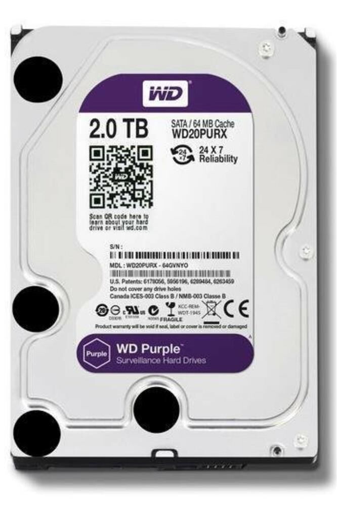 Wd 2Tb Purple 3.5'' 5400 Rpm Sata 3 Wd23purz Güvenlik Hdd 7-24 Harddisk