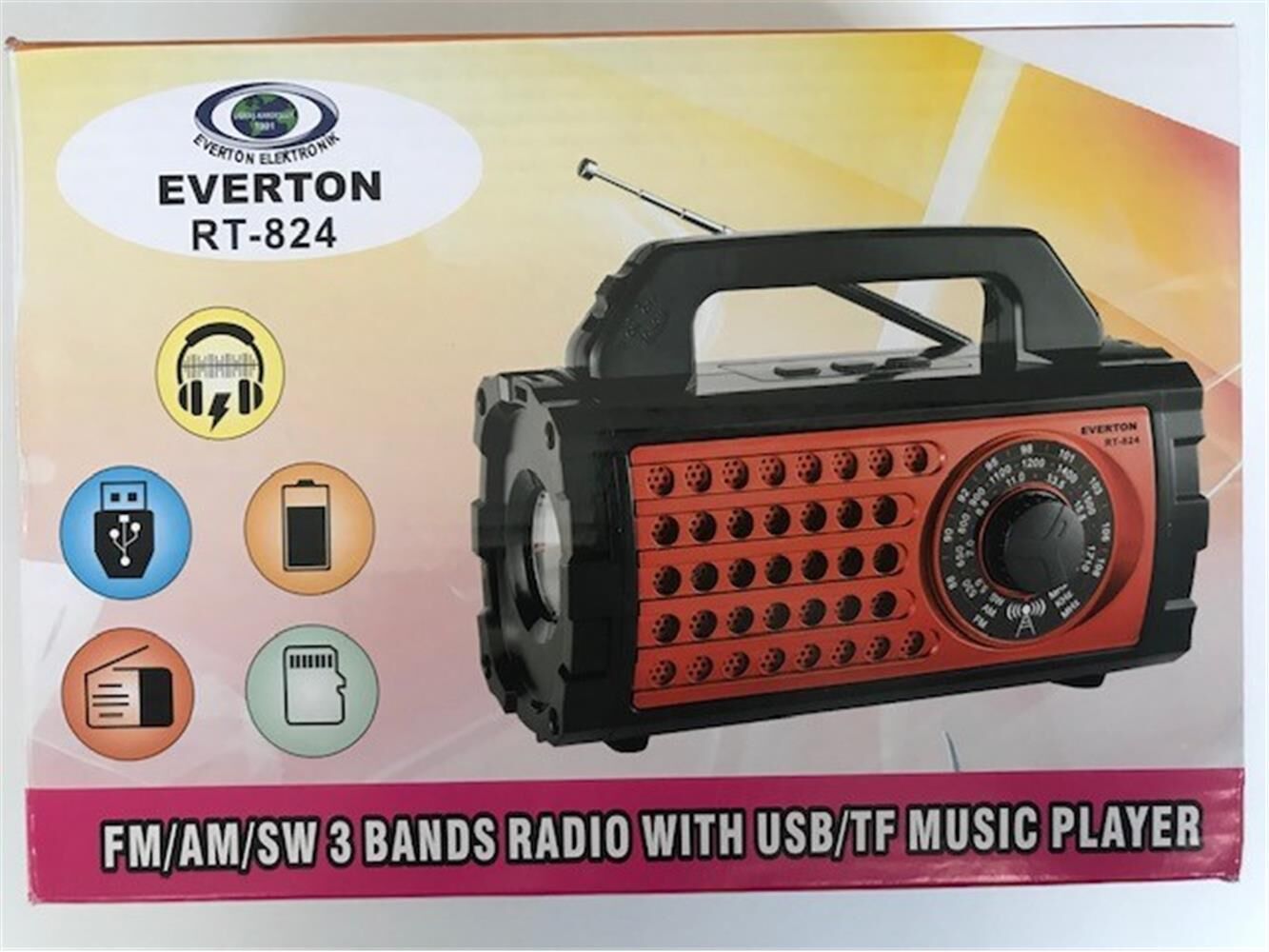 Everton RT-824 Bluetooth USB-SD-FM Şarjlı Nostaljik Radyo (El Feneri)