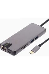 Daytona Fc09 Type-c To Hdmı Rj45 Type-c Sd Kart Usb 3.0 X 2 Vga Macbook Uyumlu 8In1 Çevirici Adaptör